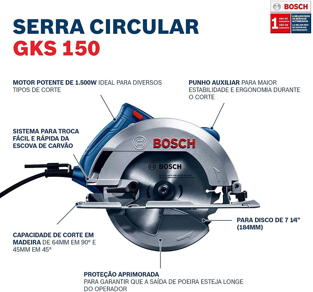 Serra-Circular-7.1-4--Pol.-1500w-GSK150---1-Disco-de-Serra---BOSCH-