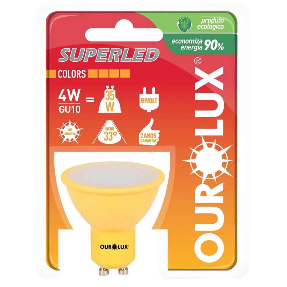 Lampada-Superled-Dicroica-GU10-4w-BiVolts--Amarelo----OUROLUX