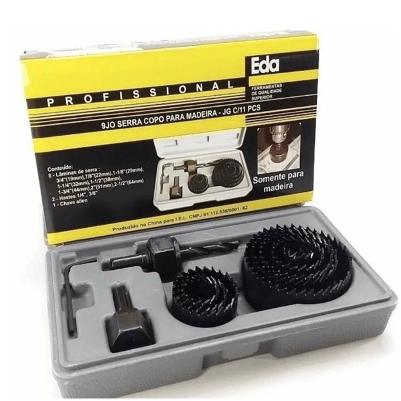 Kit Serra Copo para Madeira com 11 Peças e Maleta EDA-9JO