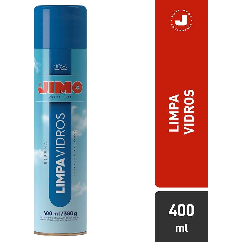 JIMO Limpa Vidros 400ml – Espuma Inovadora para Carro, Vitrine e Janela