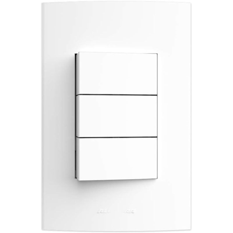 Conjunto 1 Interruptor Simples + 2 Paralelos com Placa 4x2 - Alumbra Inova Pro 85044 Branco