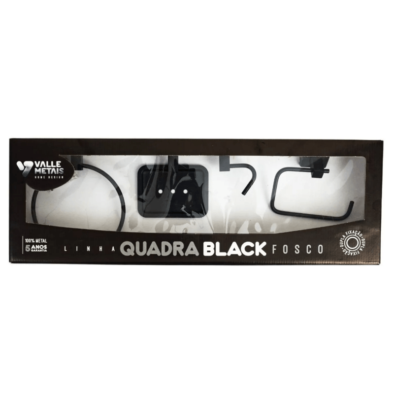 Kit Acessórios para Fixar Inox Quadra com 5 peças Preto Fosco - VALLE