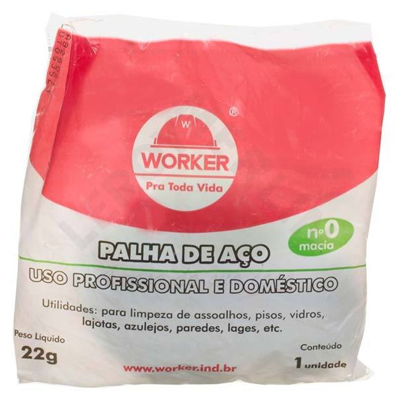 Palha de Aço N° 0 Fina - 1 Unidade - Worker