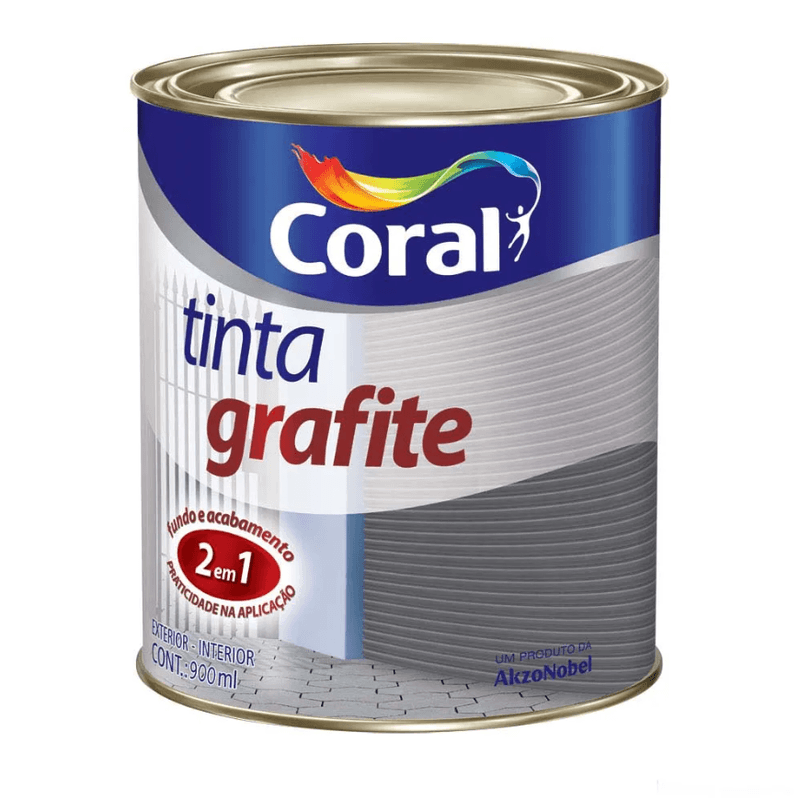 Tinta Esmalte Grafite Fosco (Cinza Claro) -  Interior E Exterior -  900ML - Coral