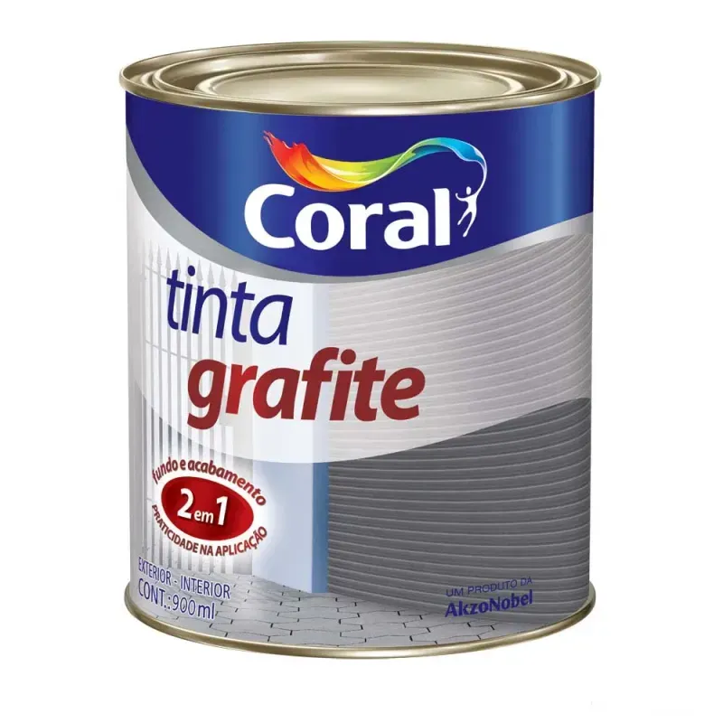 Tinta Esmalte Grafite Fosco (Cinza Claro) -  Interior E Exterior -  900ML - Coral