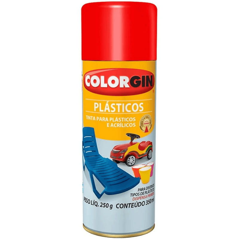 Tinta Spray Para Plástico - 350ml - 1504 Vermelho Malagueta Colorgin