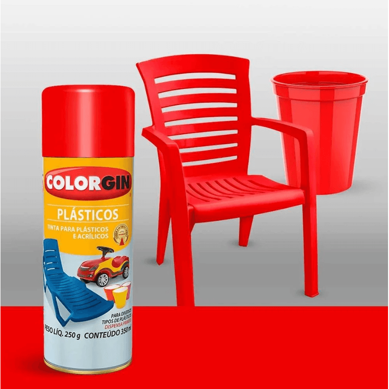 Tinta Spray Para Plástico - 350ml - 1504 Vermelho Malagueta Colorgin