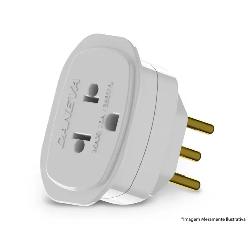 Pino Adaptador Universal para tomada 2P+T BR R1661 - 10A/250V - DANEVA