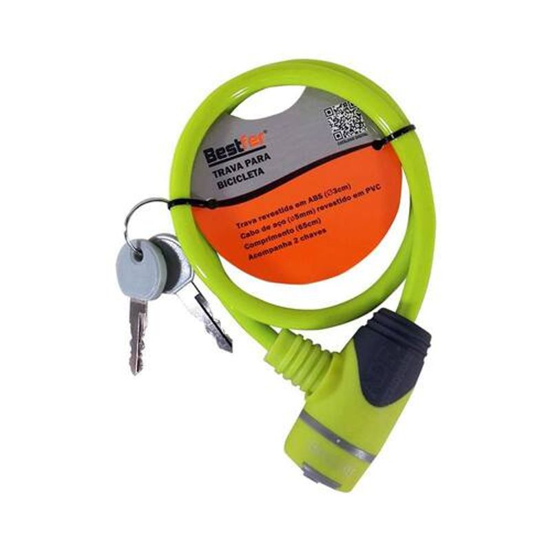 Cadeado de Trava em Aço e PVC 3cm x 5mm x 60mm - Verde